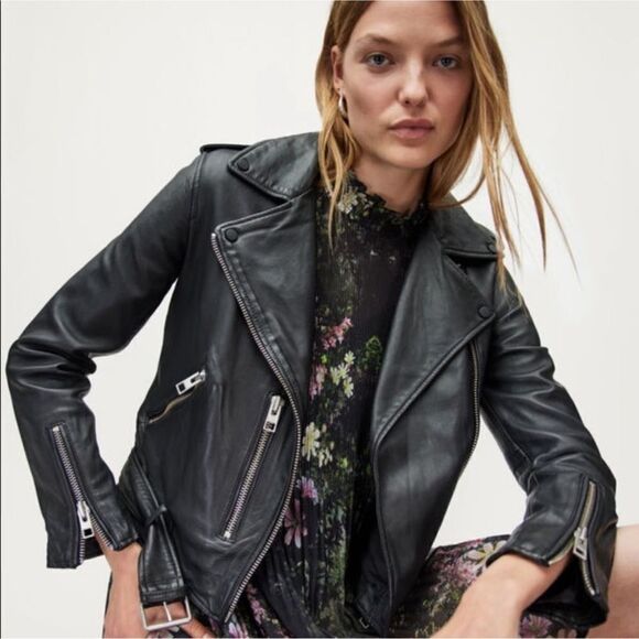 All Saints Balfern Leather Biker Jacket - Picture 1 of 13